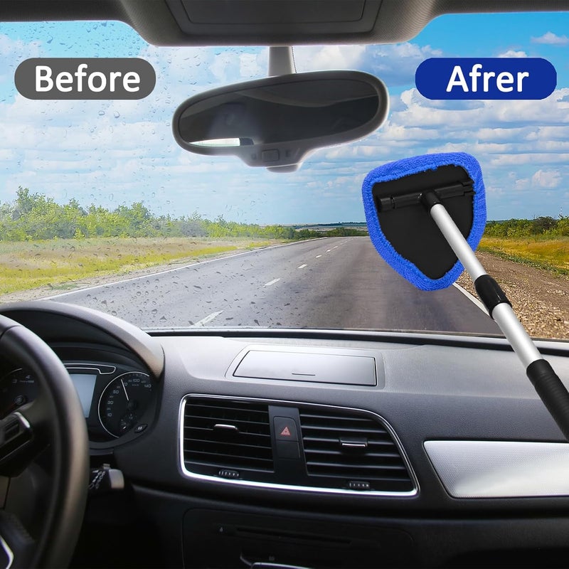 Beieverluck 20 Pieces Windshield Cleaner Tool, Inside Car Windshield Cleaning Tool with 12 Microfiber Pads, 4 Spray Bottle, and Extendable Handles Car Window Cleaning Tool Kit, Blue - Image 5